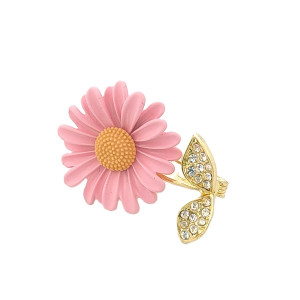 Малка брошка маргаритка в розово с камъни Малка брошка маргаритка в розово с камъни