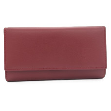 Дамско портмоне естествена кожа в цвят бордо с 26 прегради за карти документи и 5 отделения за банкноти