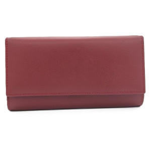 Дамско портмоне естествена кожа в цвят бордо с 26 прегради за карти документи и 5 отделения за банкноти