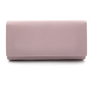 Дамско портмоне естествена кожа с външен монетник лилаво