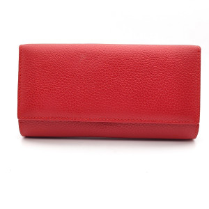 Луксозно дамско портмоне естествена кож а червено с много отделения
