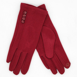 Дамски ръкавици в червено с копчета-Зимни