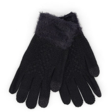 Дамски зимни ръкавици в черен цвят с пух и тъч показалец