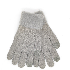 Дамски зимни ръкавици в сив цвят с пухкав маншет Дамски зимни ръкавици в сив цвят с пухкав маншет