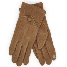 Дамски зимни ръкавици в кафяв цвят с елегантен акцент