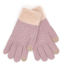 Дамски зимни ръкавици в розов цвят с пух и тъч показалец