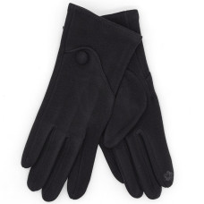 Луксозни зимни ръкавици в черно с едно копче