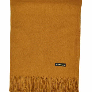 Кафяв дамски шал с ресни-Кашмир Кафяв дамски шал с ресни-Кашмир