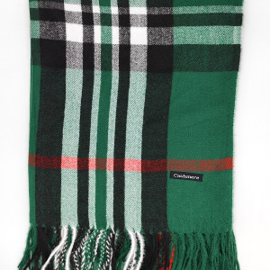 Дамски кашмирен шал в зелено BURBERRY с ресни