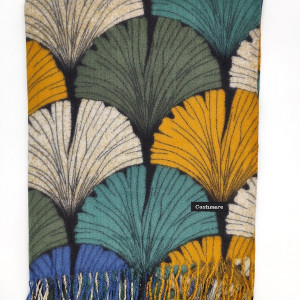 Елегантен дамски кашмирен шал с ресни многоцветен