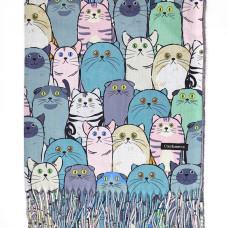 Кашмирен дамски шал с котки в зелено Кашмирен дамски шал с котки в зелено