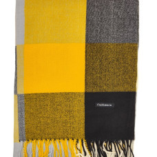 Дамски кашмирен шал на квадрати в черно и жълто