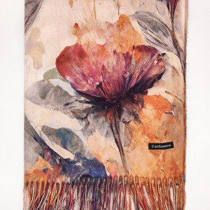 Луксозен кашмирен шал с цвете-Пейзаж