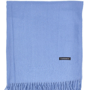 Кашмирен шал в синьо цвят с ресни – дамски модел Кашмирен шал в синьо цвят с ресни – дамски модел