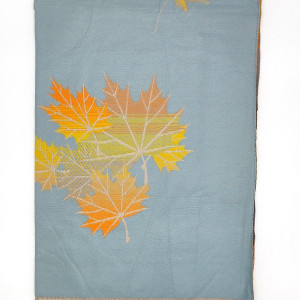 Стилен дамски зимен шал с листа и къси ресни