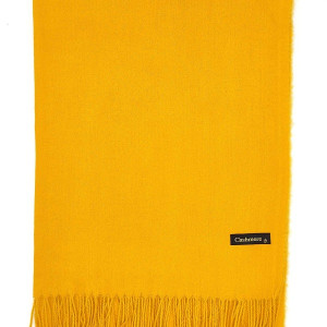 Дамски шал кашмир в жълт цвят горчица-едноцветен Дамски шал кашмир в жълт цвят горчица-едноцветен