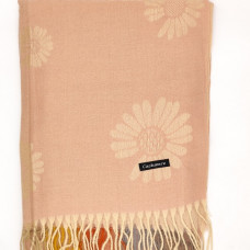 Кашмирен шал светло розов с цветя и ресни Кашмирен шал светло розов с цветя и ресни