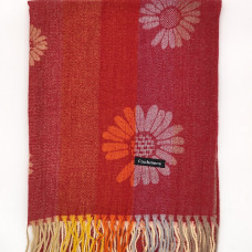 Кашмирен шал в бордо с цветя и ресни Кашмирен шал в бордо с цветя и ресни