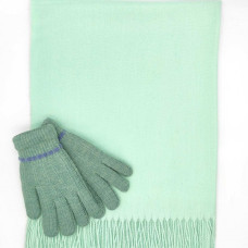 Дамски елегантен шал мента и плетени ръкавици-Зимен комплект