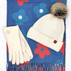 Луксозен дамски комплект-Шапка , шал и ръкавици с копче