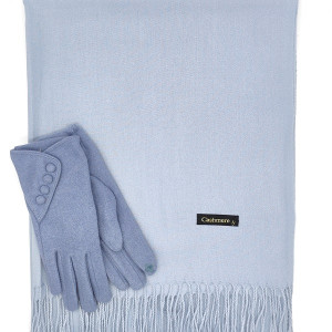 Кашмирен шал с ресни и луксозни ръкавици-Дамски зимен комплект