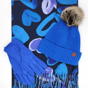 Комплект шапка, шал и ръкавици в турско синьо- оригинален подарък за жена Комплект шапка, шал и ръкавици в турско синьо- оригинален подарък за жена