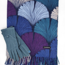 Шал и ръкавици в синя гама – луксозен подаръчен комплект за жена Шал и ръкавици в синя гама – луксозен подаръчен комплект за жена