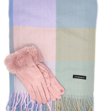 Шал и ръкавици в розово и пастелни цветове – луксозен подарък за жена Шал и ръкавици в розово и пастелни цветове – луксозен подарък за жена