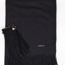 Кашмирен шал и ръкавици в черно-Зимен комплект Кашмирен шал и ръкавици в черно-Зимен комплект