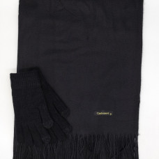 Комплект шал и ръкавици в черно – елегантен дамски зимен комплект