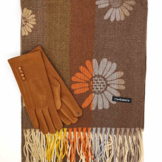 Кашмирен шал и ръкавици в кафяво-Зимен дамски кмплект