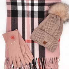 Розов зимен комплект Burberry-Шал, шапка и ръкавици Розов зимен комплект Burberry-Шал, шапка и ръкавици