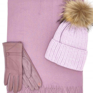 Луксозен зимен комплект в лилаво-Шапка, шал и ръкавици Луксозен зимен комплект в лилаво-Шапка, шал и ръкавици