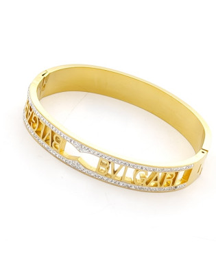 Елегантна дамска гривна от медицинска стомана в златист цвят с кристали