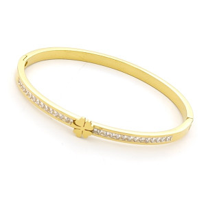 Стилна дамска гривна от медицинска стомана с детелина