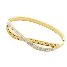 Елегантна твърда гривна бенгъл от медицинска стомана в златисто