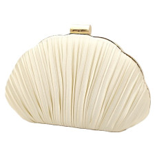 Бежов сатенен клъч- Официална чанта 