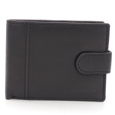 Мъжки портфейл от естествена кожа – черен, марков модел с декоративен шев