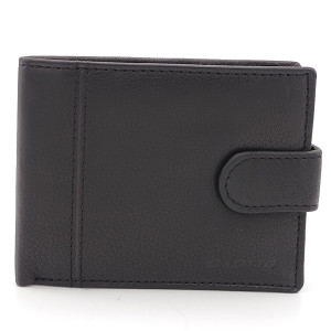 Мъжки портфейл от естествена кожа – черен, марков модел с декоративен шев