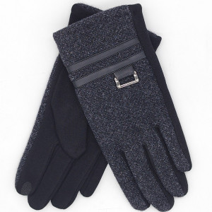 Мъжки зимни ръкавици с декоративна катарама и кожени ленти