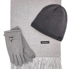 Сив мъжки комплект от шал шапка и ръкавици Сив мъжки комплект от шал шапка и ръкавици
