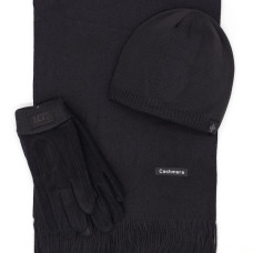 Шал шапка и ръкавици в черно-Класически мъжки комплект Шал шапка и ръкавици в черно-Класически мъжки комплект