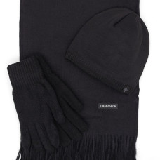 Шал шапка и ръкавици в черно-Мъжки зимен комплект Шал шапка и ръкавици в черно-Мъжки зимен комплект