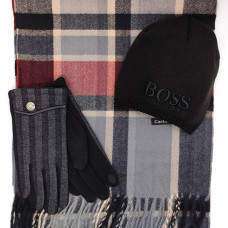 Кашмирен шал, шапка и луксозни ръкавици-Мъжки зимен комплект Кашмирен шал, шапка и луксозни ръкавици-Мъжки зимен комплект