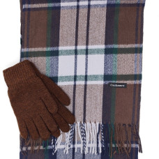 Мъжки шал каре и ръкавици в кафяво-Зимен комплект