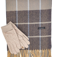 Шал и ръкавици от кашмир в бежово и кафяво – мъжки зимен комплект