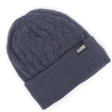 Мъжка зимна шапка в тъмносин цвят с поларена подплата