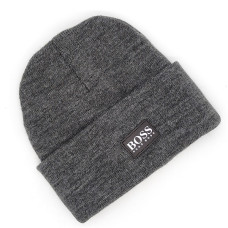 Мъжка зимна шапка с подгъв тъмносива, маркова