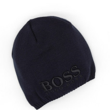 Мъжка зимна шапка в тъмно синьо с бродиран надпис