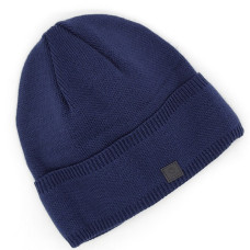 Мъжка зимна шапка в тъмно синьо с подгъв